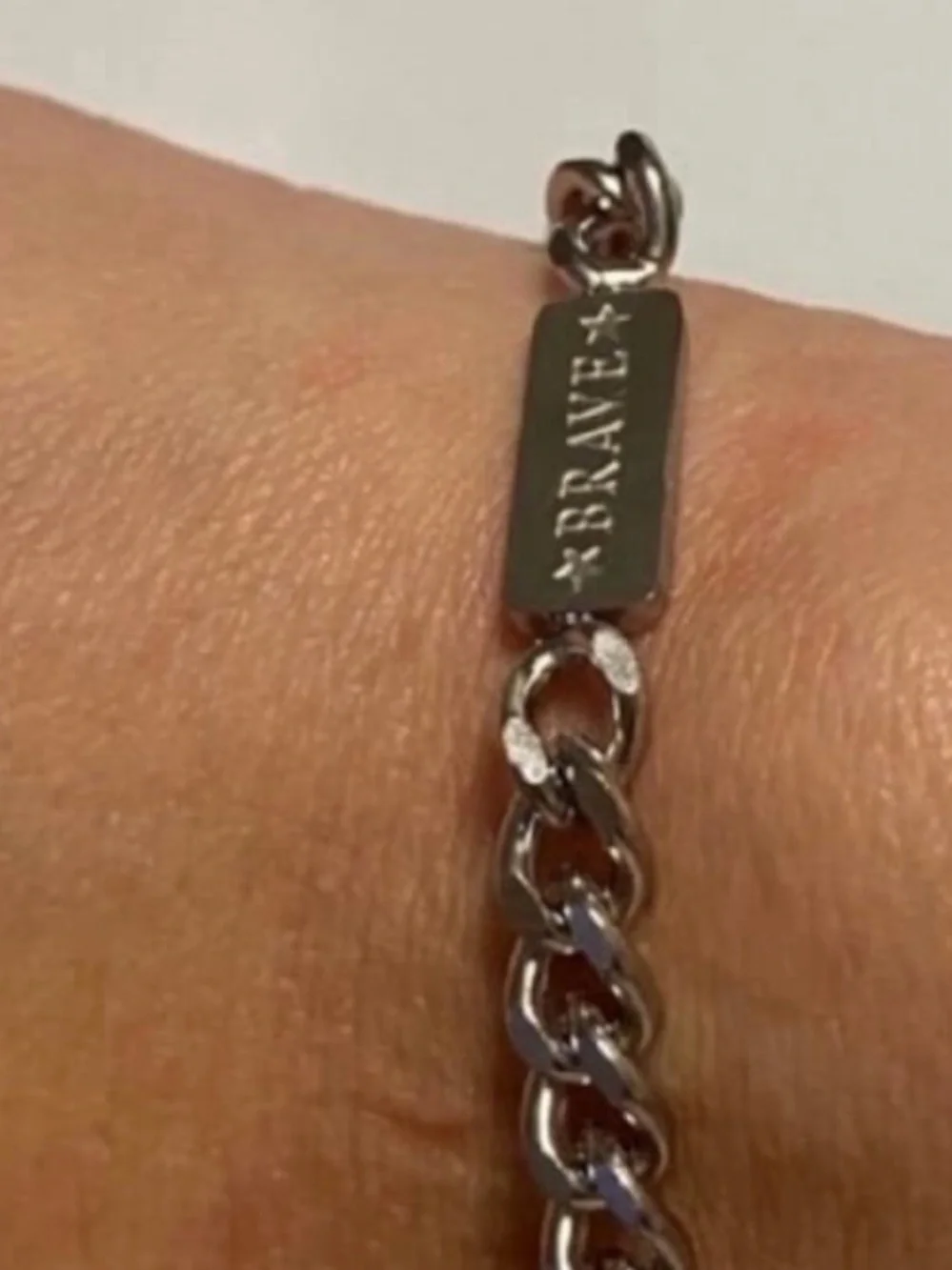 Vintage Silver Chain Bracelet with Clear Rectangular Crystal and Star Accent